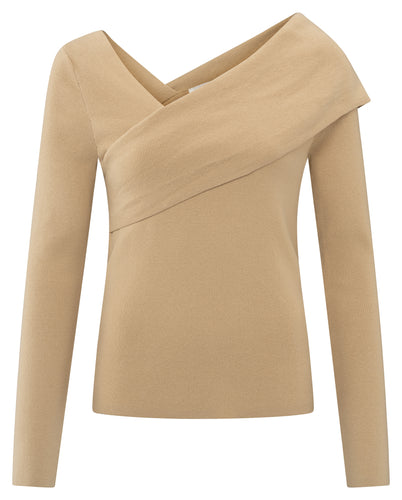 Fitted sweater with crossed shoulder Yaya the Brand