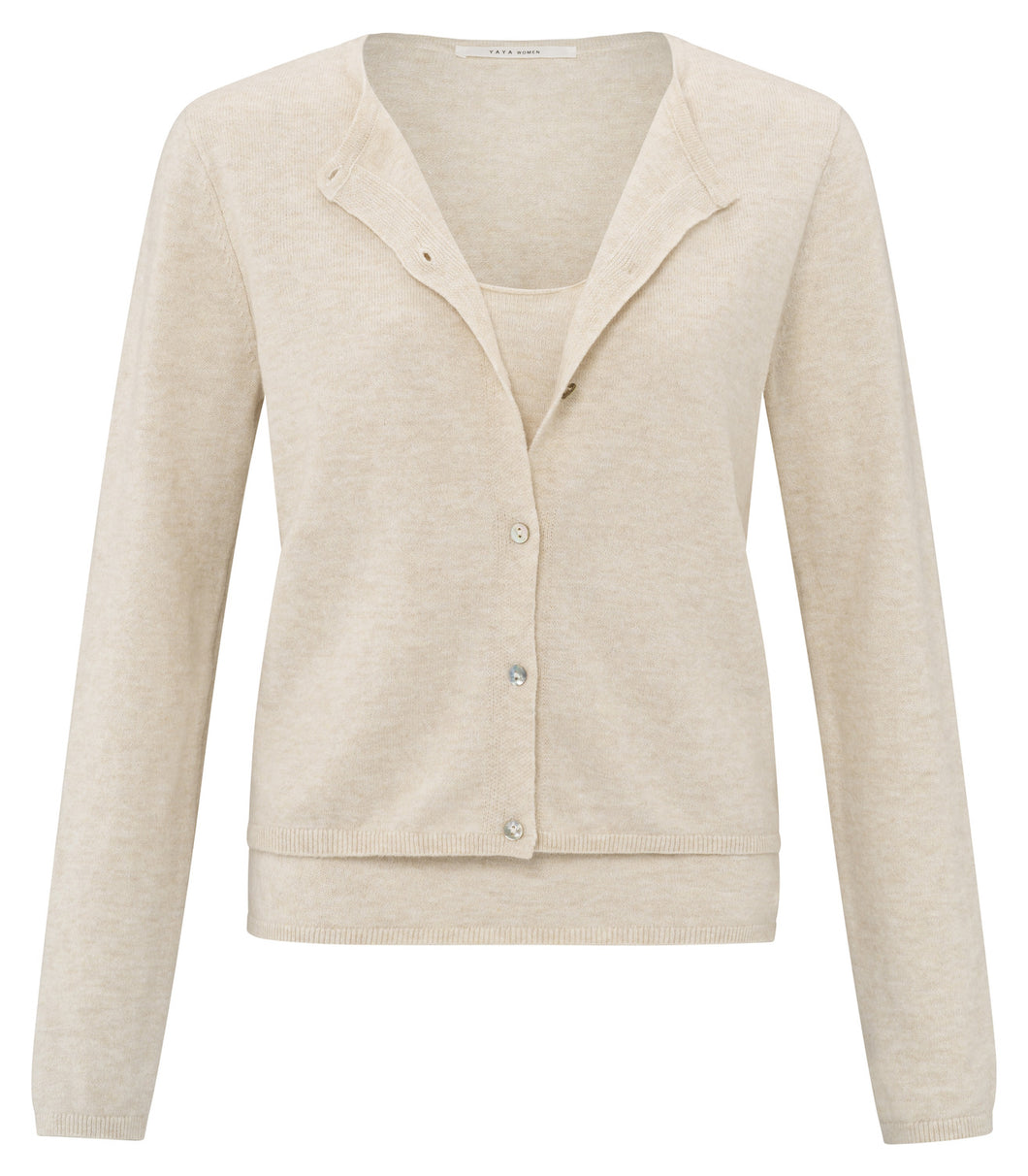 Fine-knit short cardigan with matching top - Yaya the Brand