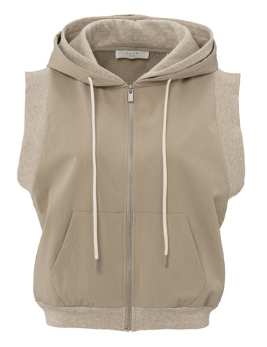Sleeveless cardigan with hood and contrasting details - Yaya the Brand
