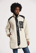 Load image into Gallery viewer, Audrey Shearling with vegan Leather trim coat Adroit Atelier