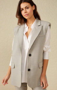 Sleeveless blazer with padded shoulder