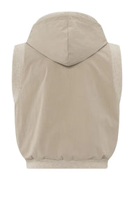 Sleeveless cardigan with hood and contrasting details - Yaya the Brand