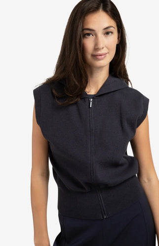 Sleeveless Knitted Hoody with Zipper Yaya the Brand