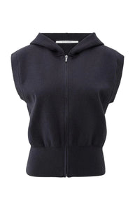 Sleeveless Knitted Hoody with Zipper Yaya the Brand