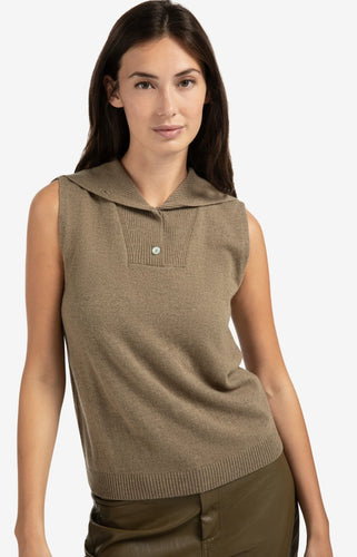 Sleeveless sweater with collar Yaya the Brand