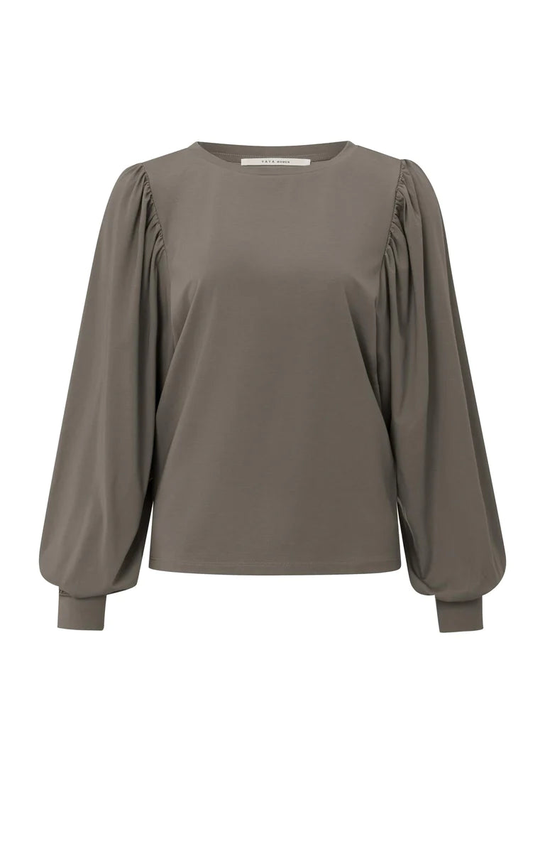 Boatneck top with Puff sleeve