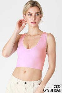 No Hard Feelings Plunge Crop Top O/S Almond - SPLASH