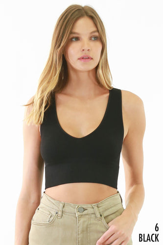 Plunge V Neck Crop Top NS7829