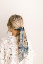 Load image into Gallery viewer, Satin Paisley Seafoam Scrunchie scarf Set Chelsea King