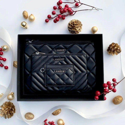 Le Elle Trio of Black pouches Lambert