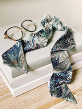 Load image into Gallery viewer, Satin Paisley Seafoam Scrunchie scarf Set Chelsea King