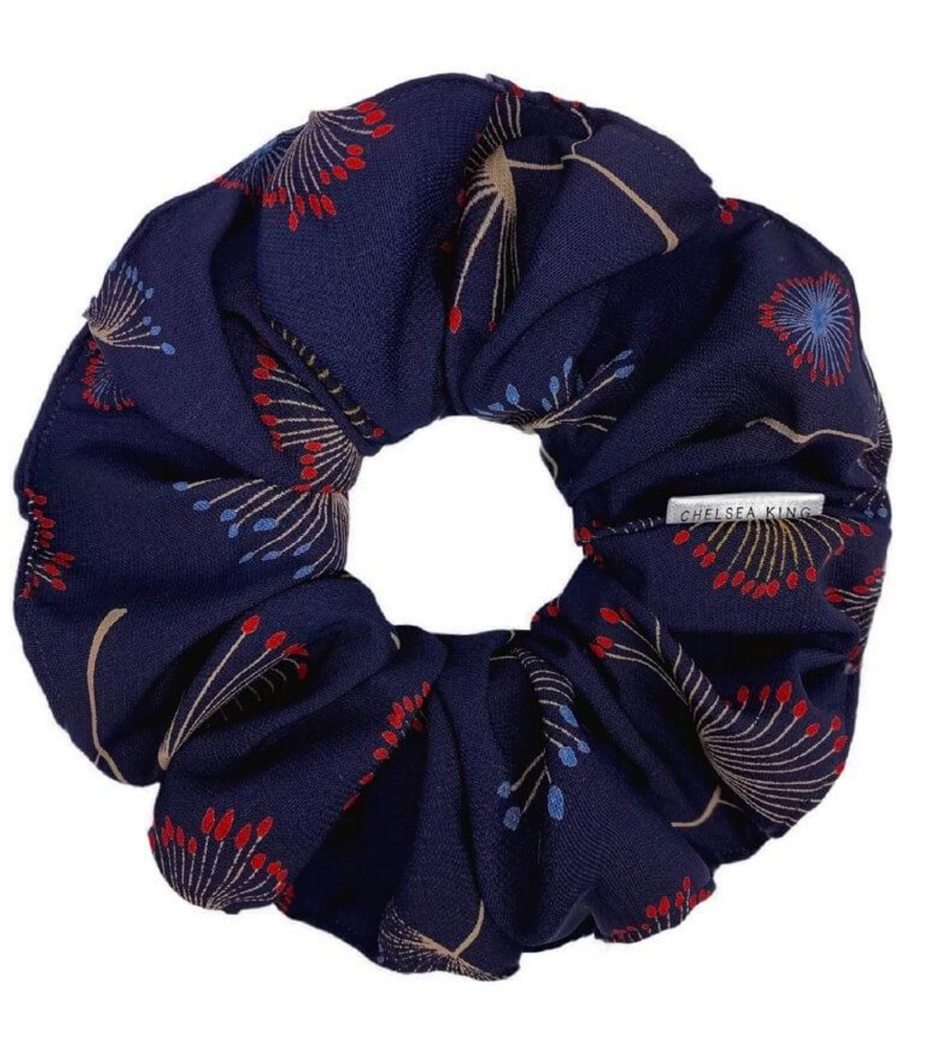 Boho Dandelion Navy Scrunchie- Oversized