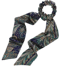 Load image into Gallery viewer, Satin Paisley Seafoam Scrunchie scarf Set Chelsea King