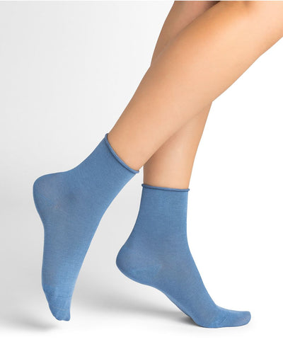 Roll-Top Pure Cotton Ankle Socks Bleuforêt
