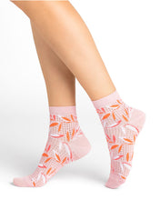 Load image into Gallery viewer, Short Openwork Leaves Lisle Socks Bleuforêt