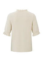 Load image into Gallery viewer, Sweater with round ruffled neck and short ruffled sleeves