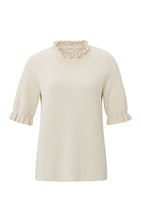 Load image into Gallery viewer, Sweater with round ruffled neck and short ruffled sleeves